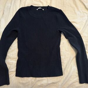 Black Ribbed Long Sleeve Top